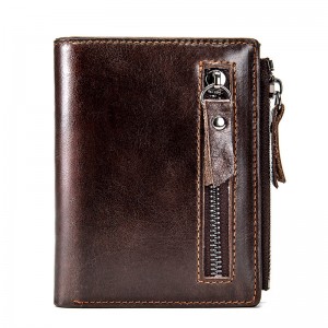 HD0827-- 도매 사용자 정의 남성 정품 가죽 지갑 휴대용 다기능 지갑